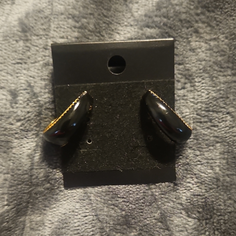 Vintage Black and Gold Half-Hoop Earrings